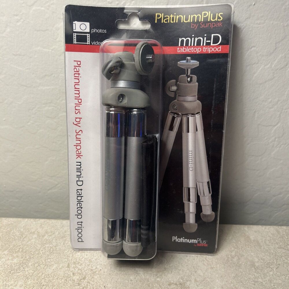 Sunpak Platinum Plus Mini-D Compact Tabletop Tripod For Small Cameras